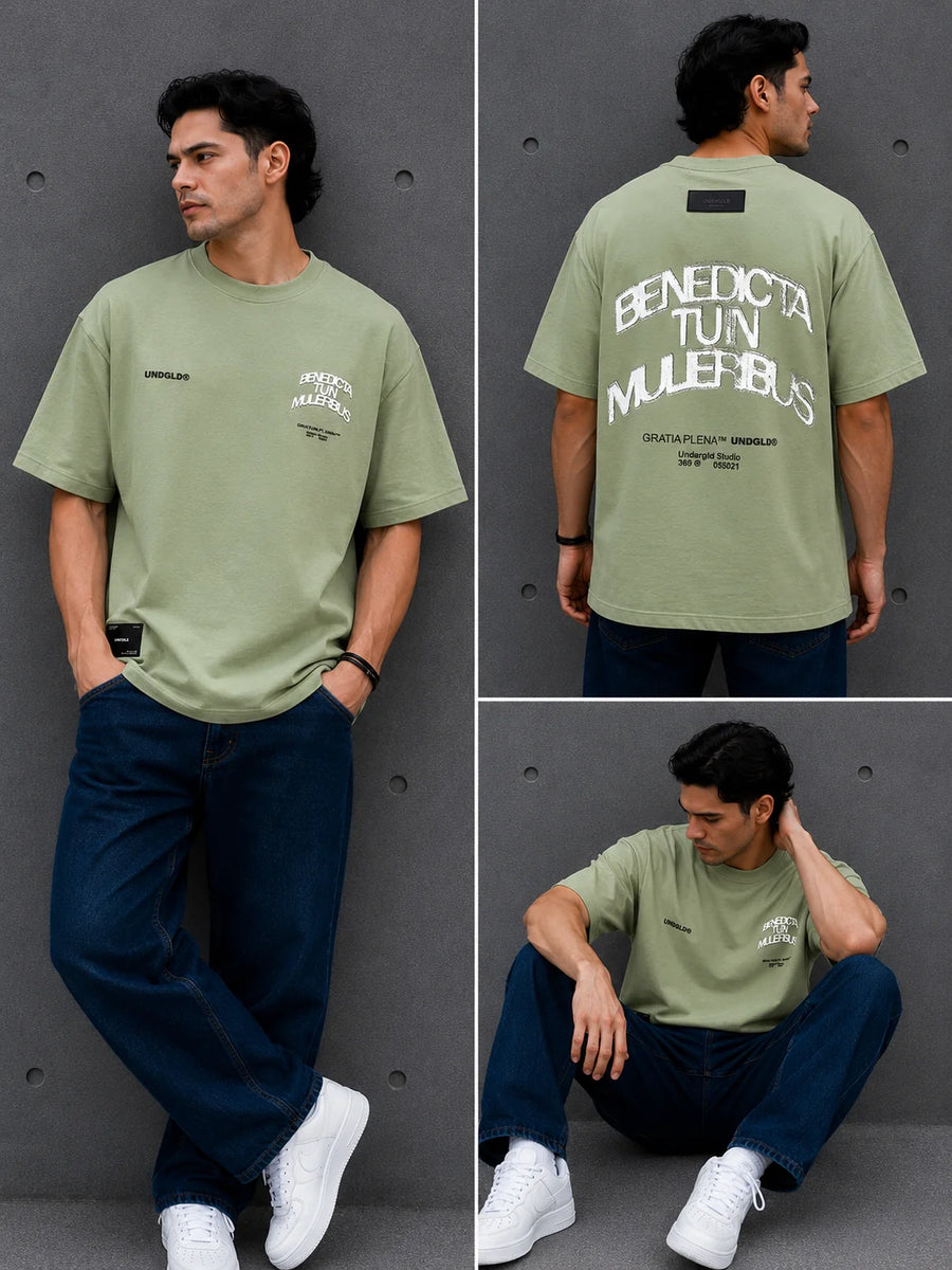 Camiseta Oversize 300 gramos referencia 14111, color Verde musgo, talla XL