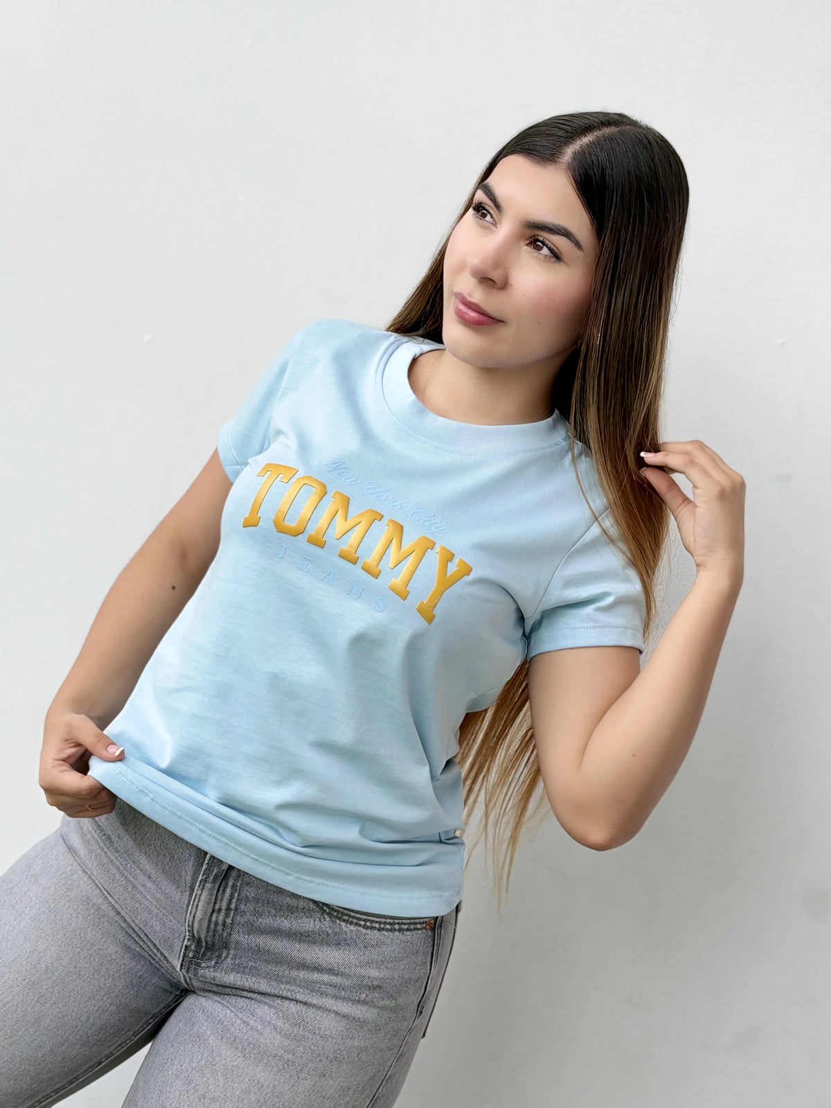 Camiseta dama referencia 17001, color Celeste, talla XL