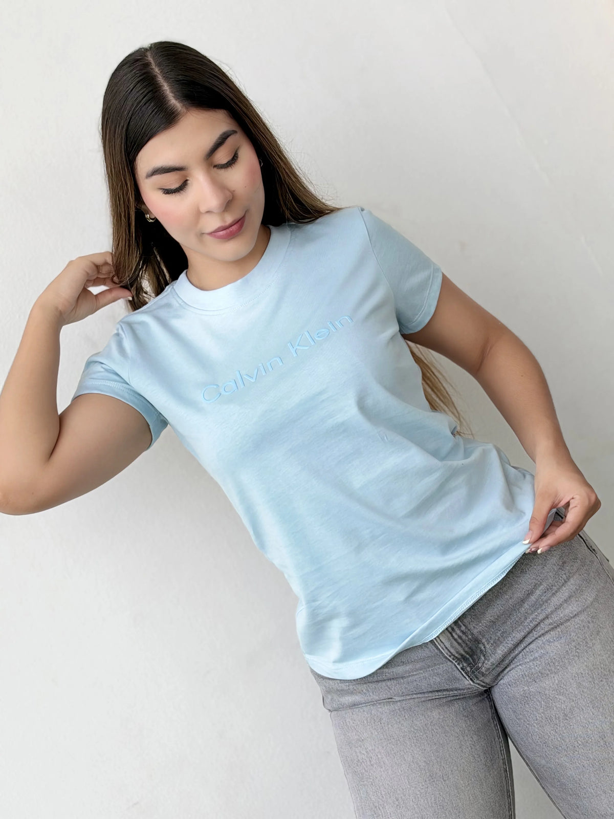 Camiseta dama referencia 17002, color Celeste, talla S