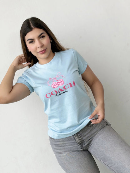 Camiseta dama referencia 17003, color Celeste, talla XL