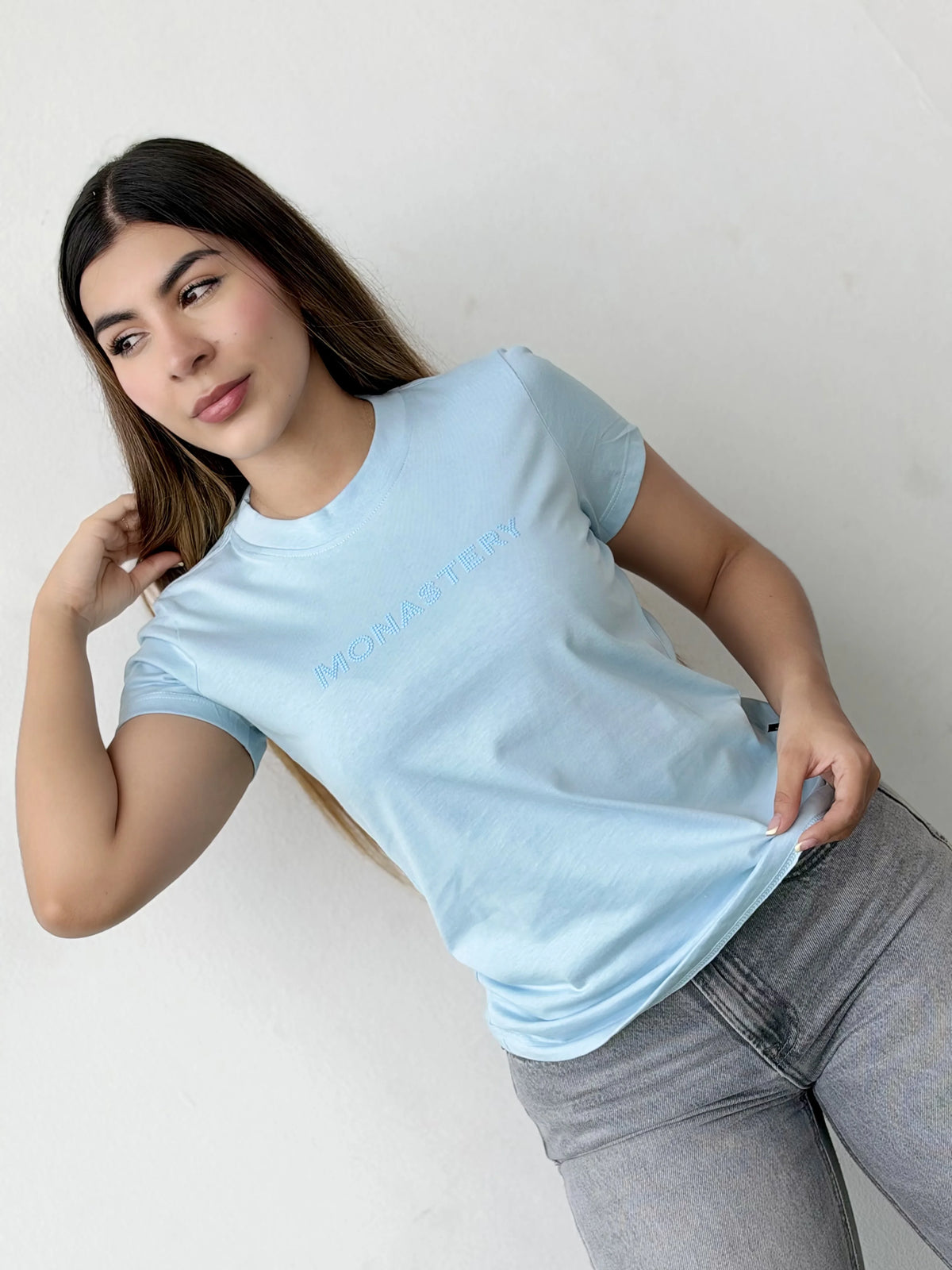 Camiseta dama referencia 17006, color Celeste, talla S