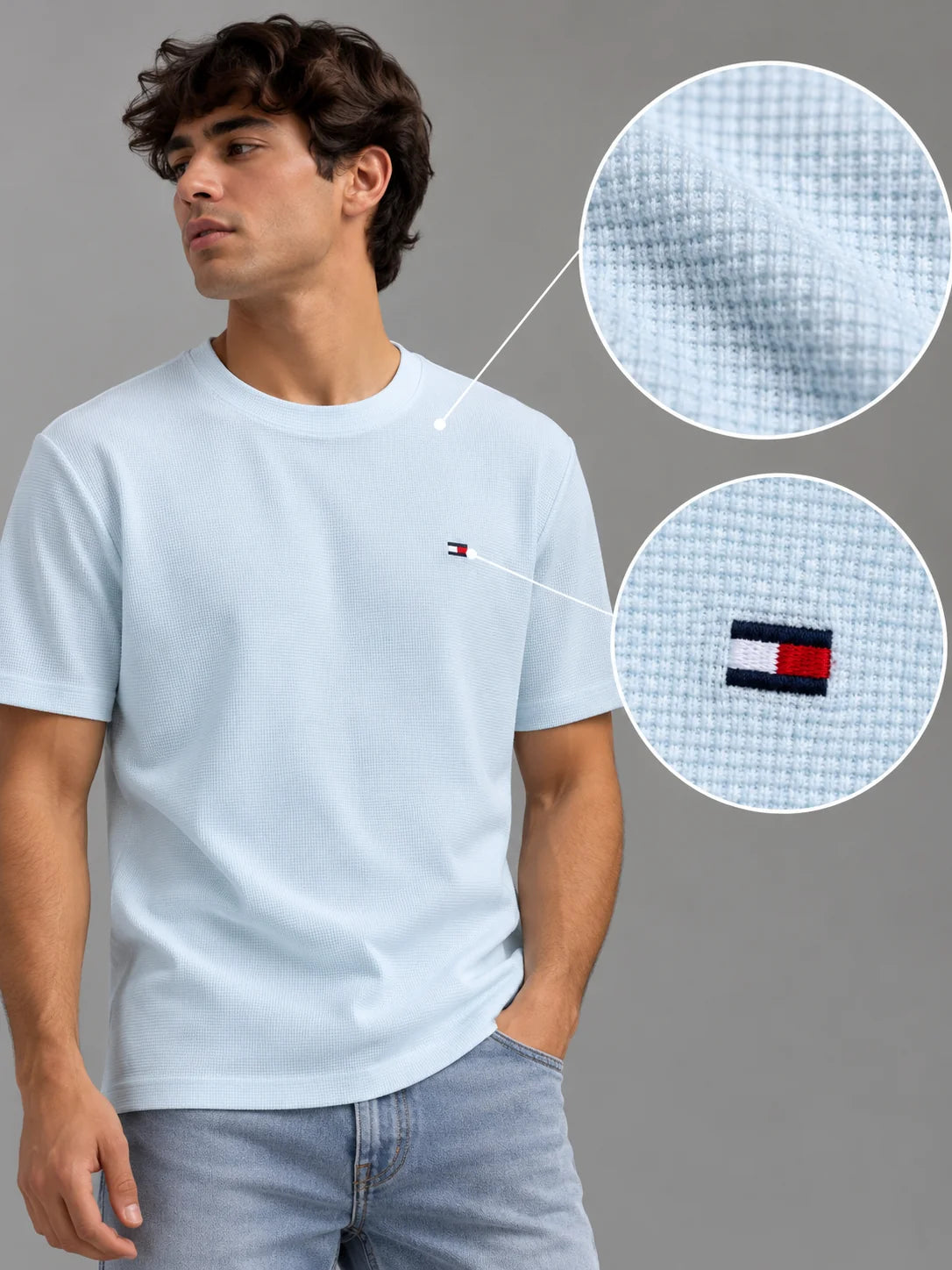 Camiseta textura referencia 20001, color Celeste, talla M