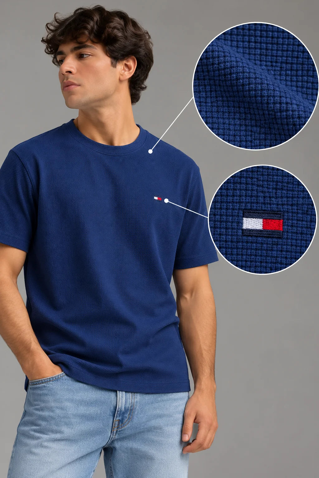 Camiseta textura referencia 20001, color Azul turqui, talla L