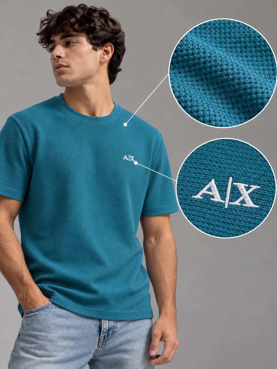 Camiseta textura referencia 20002, color Verde cerceta, talla M