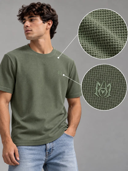 Camiseta textura referencia 20004, color Verde militar, talla M