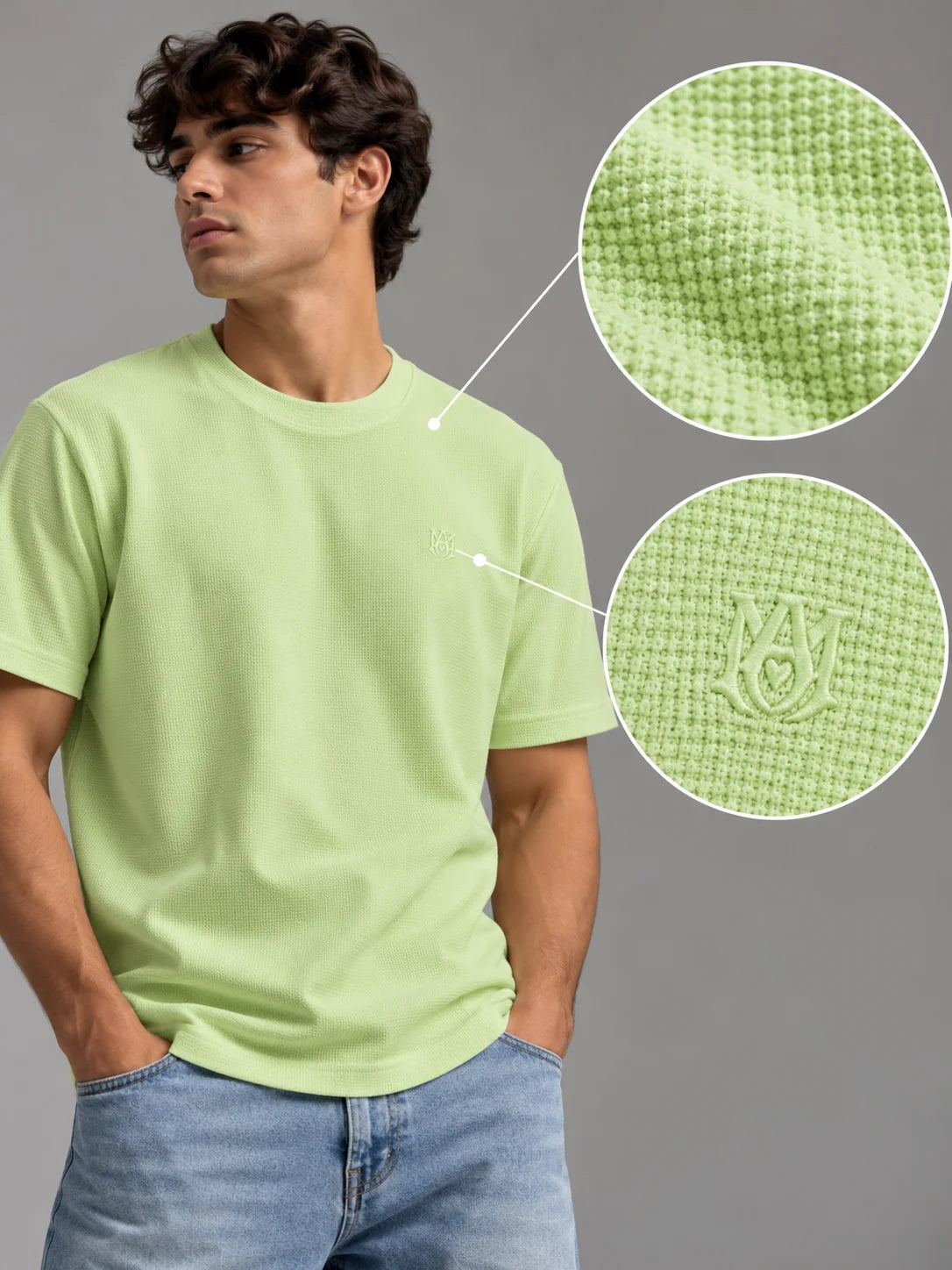 Camiseta textura referencia 20004, color Verde manzana, talla L