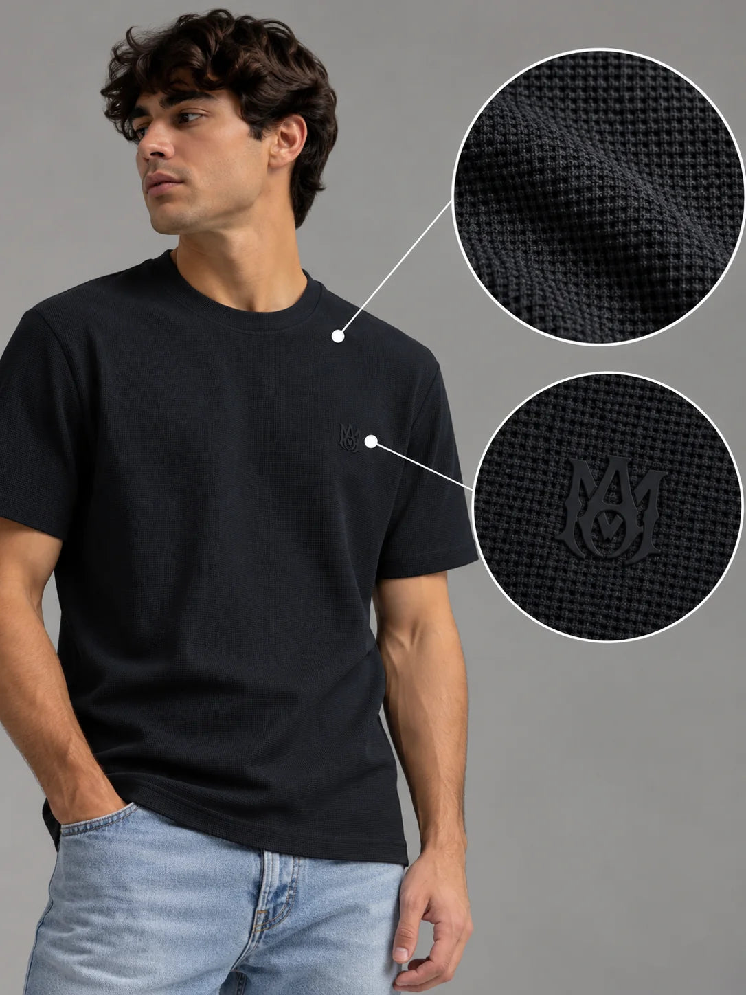 Camiseta textura referencia 20004, color Negro, talla 2XL
