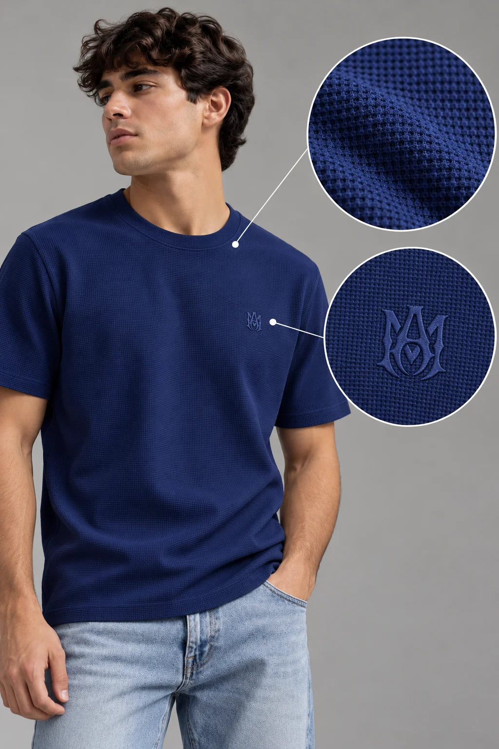 Camiseta textura referencia 20004, color Azul turqui, talla 2XL