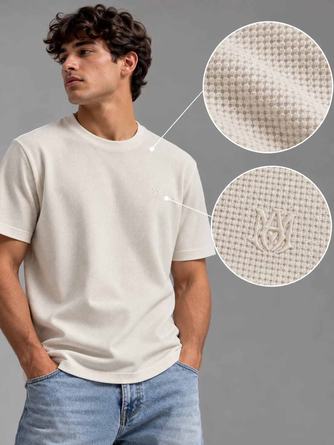 Camiseta textura referencia 20004, color Beige, talla 2XL