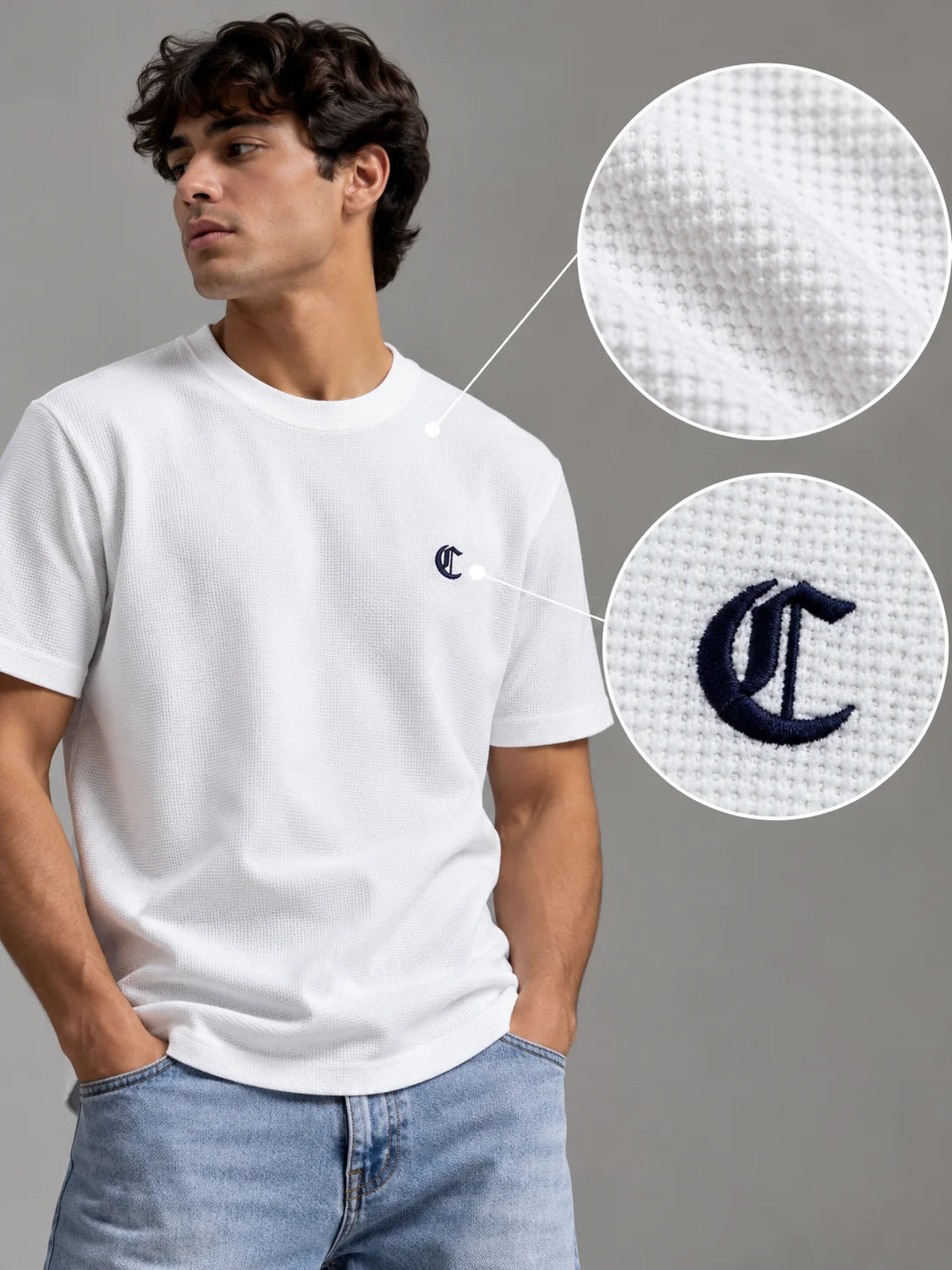 Camiseta textura referencia 20005, color Blanco, talla XL