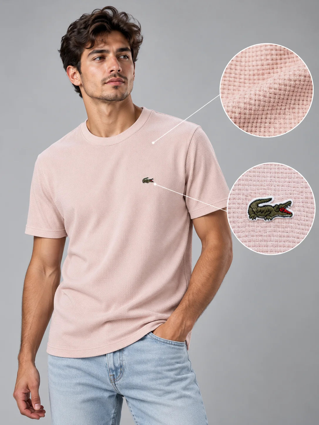 Camiseta textura referencia 20007, color Rosado claro, talla M
