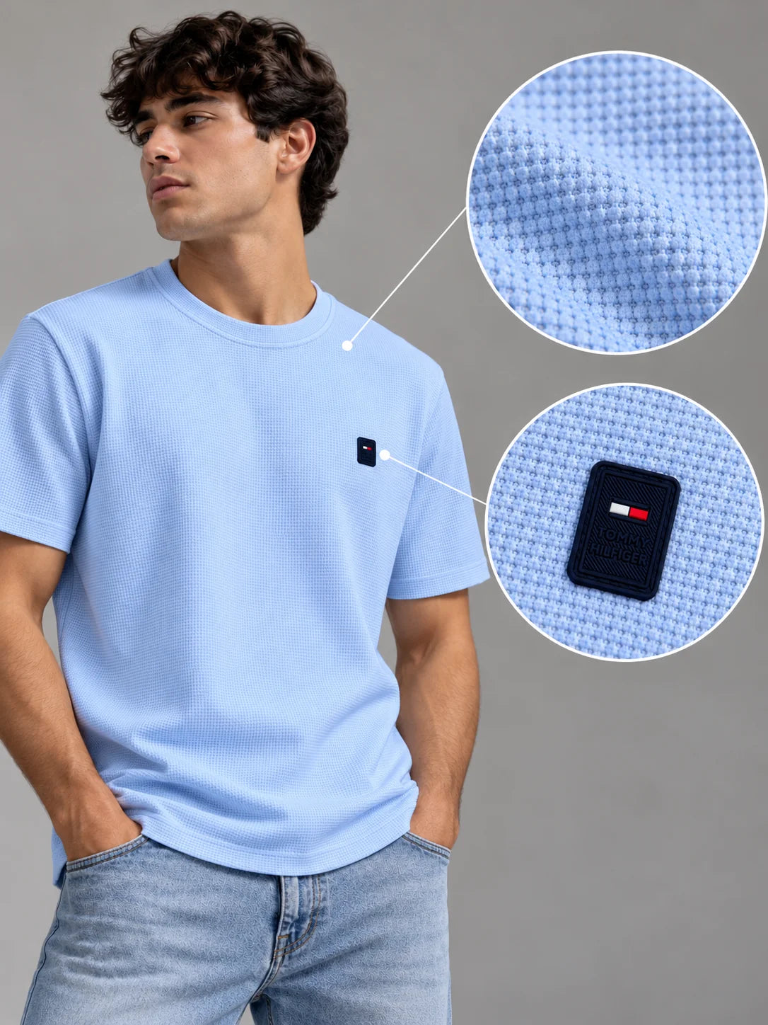 Camiseta textura referencia 20008, color Celeste, talla 2XL