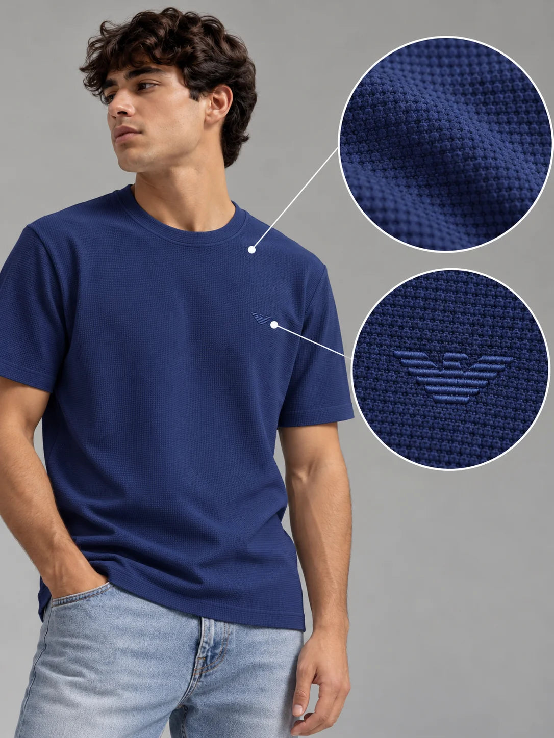 Camiseta textura referencia 20010, color Azul turqui, talla 2XL