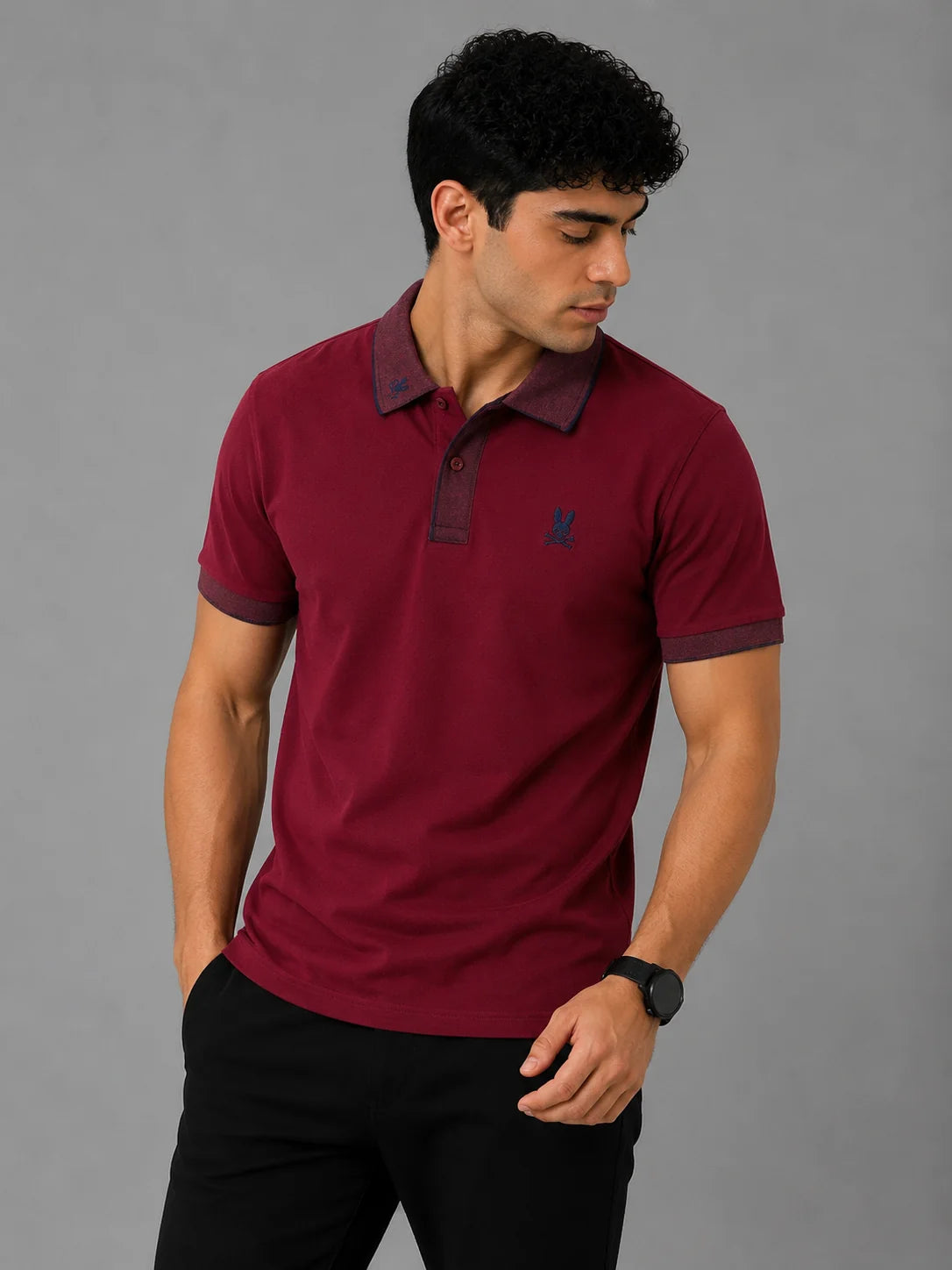 Polo referencia 30020, color Vino tinto, talla S