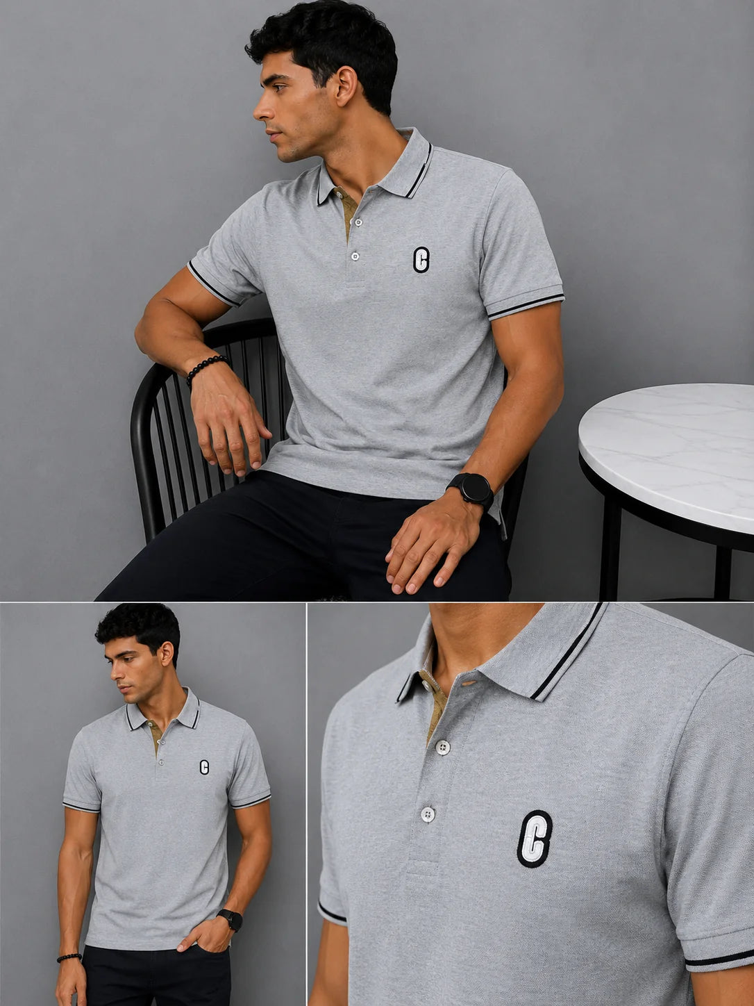 Polo referencia 30116, color Gris claro, talla L