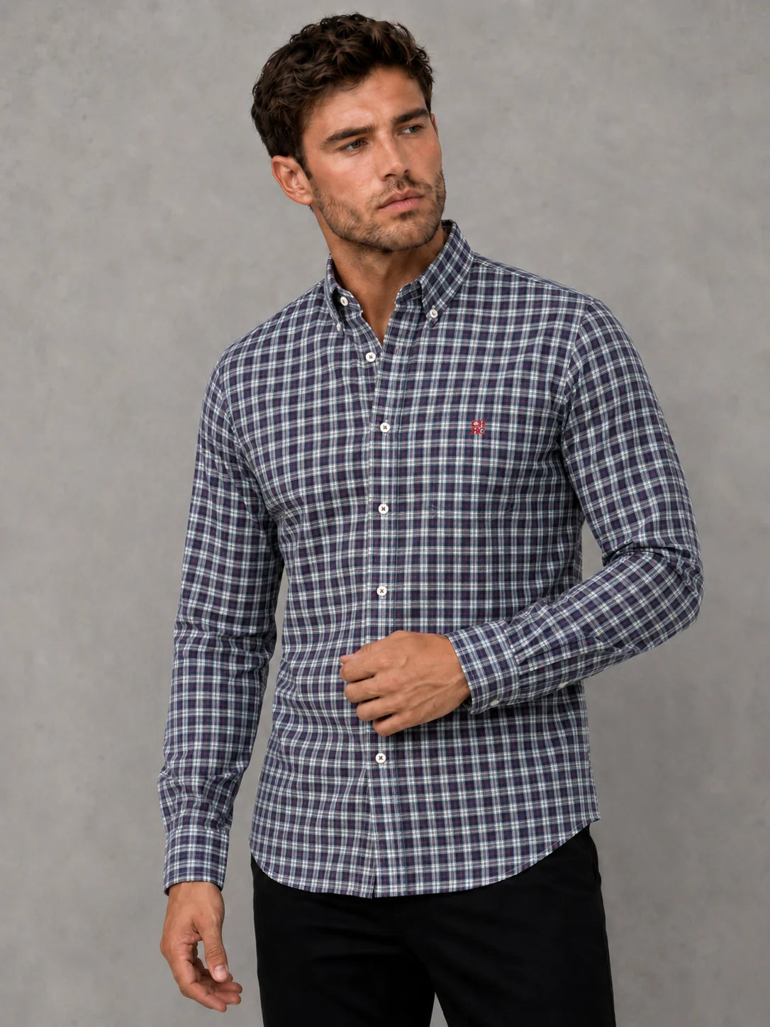 Camisa manga larga 40028 - Azul grisaceo - talla S