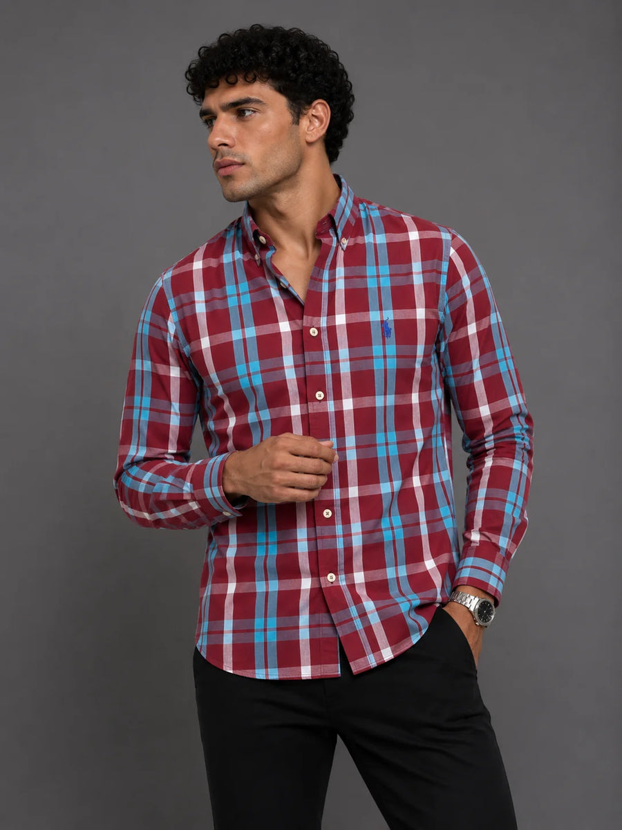 Camisa manga larga 40032 - Vino tinto - talla S