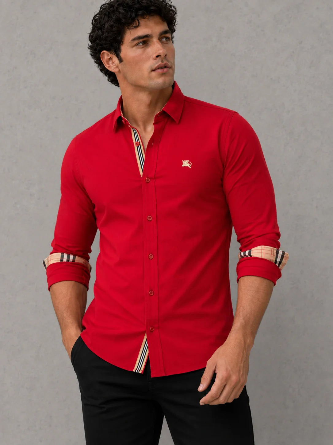 Camisa manga larga 40033 - Rojo - talla S