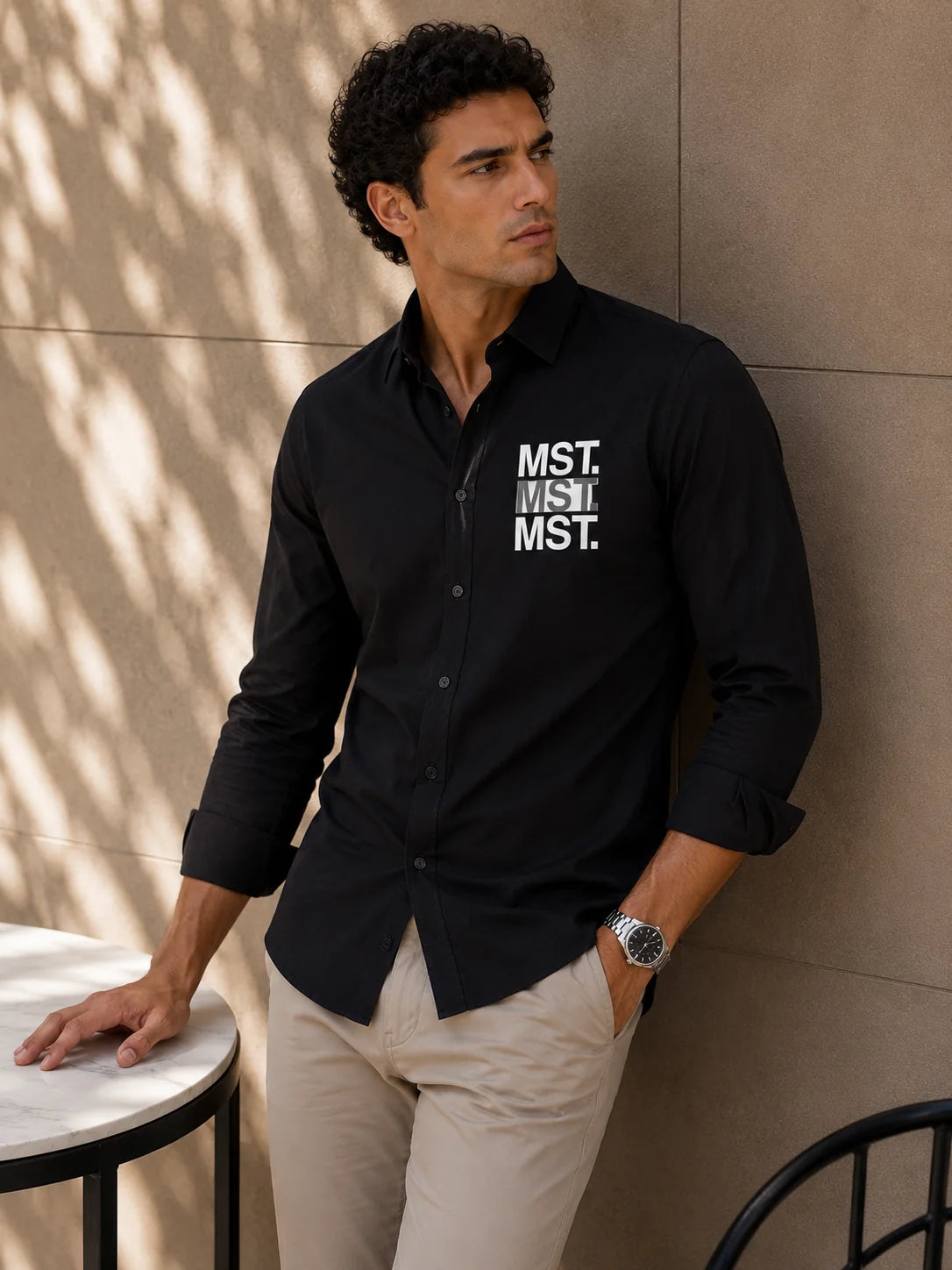 Camisa manga larga 40039 - Negro - talla L