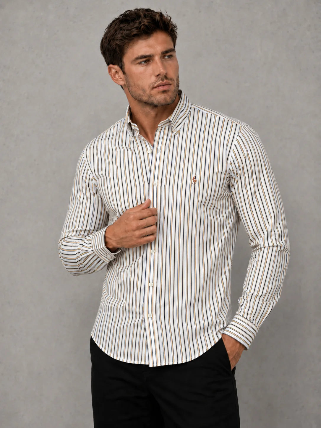 Camisa manga larga 40042 - Caqui - talla S