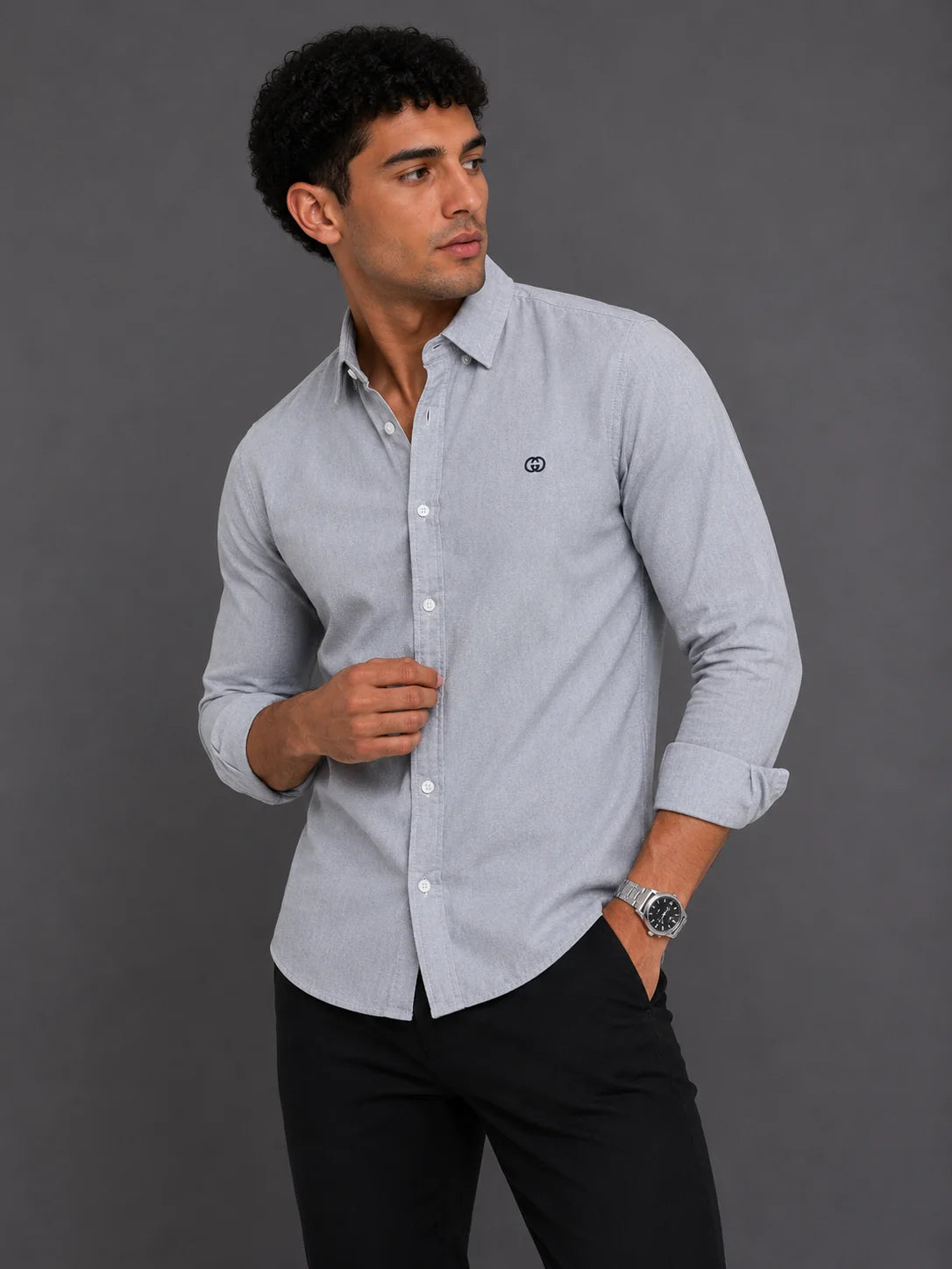 Camisa manga larga 40049 - Gris claro - talla M
