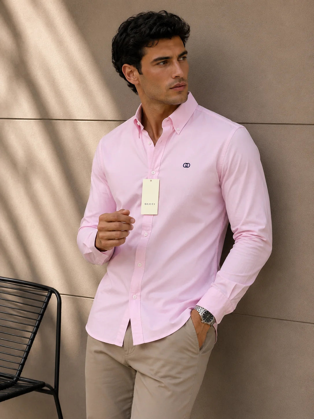 Camisa manga larga 40049 - Rosado claro - talla XXL