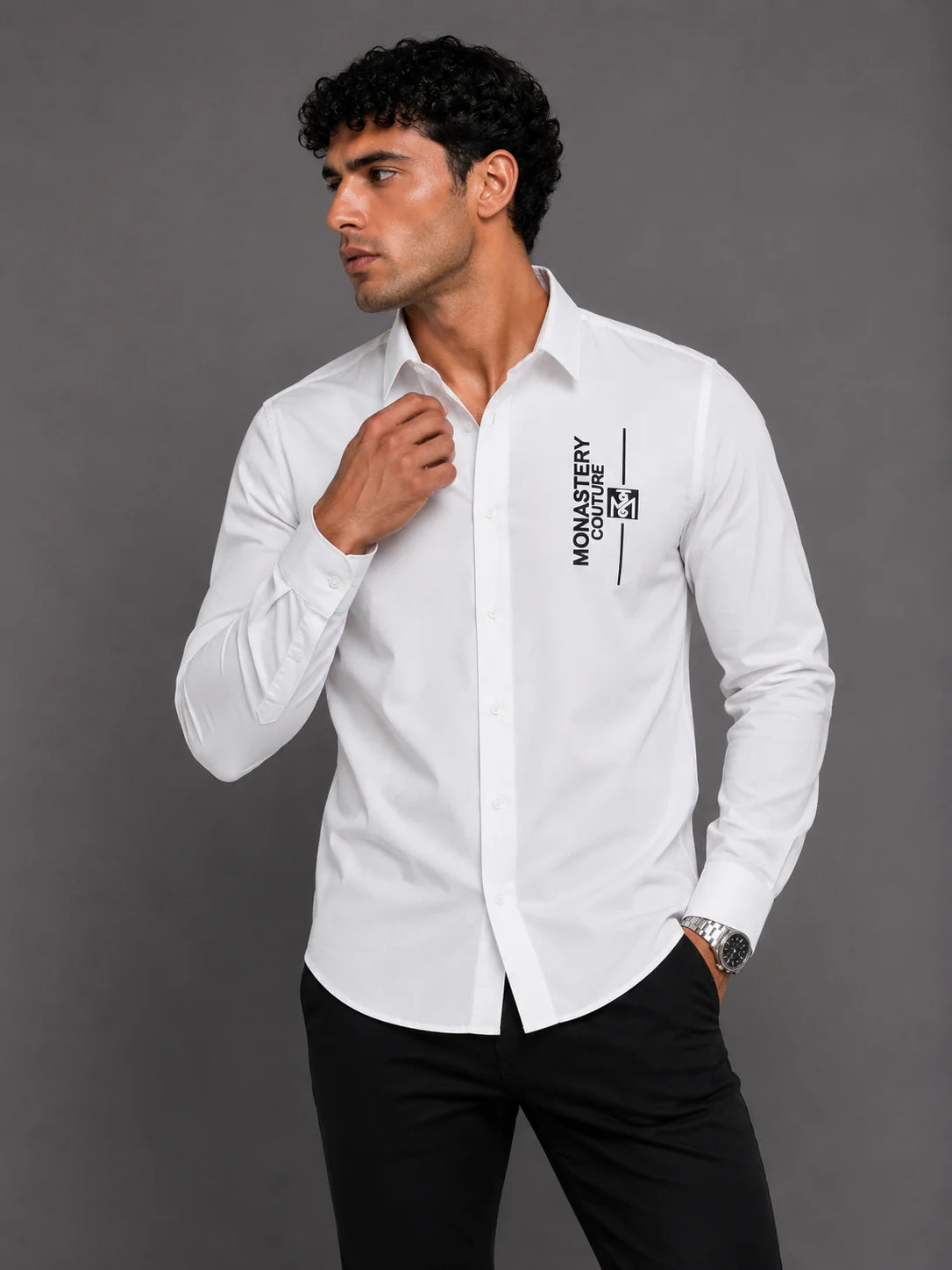 Camisa manga larga 40051 - Blanco - talla M