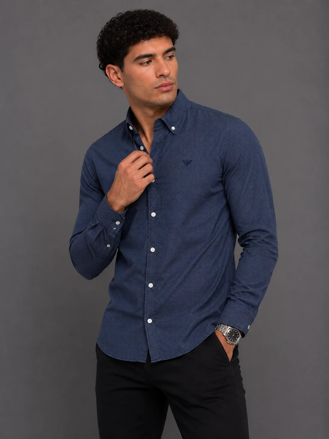 Camisa manga larga 40057 - Azul turqui - talla M