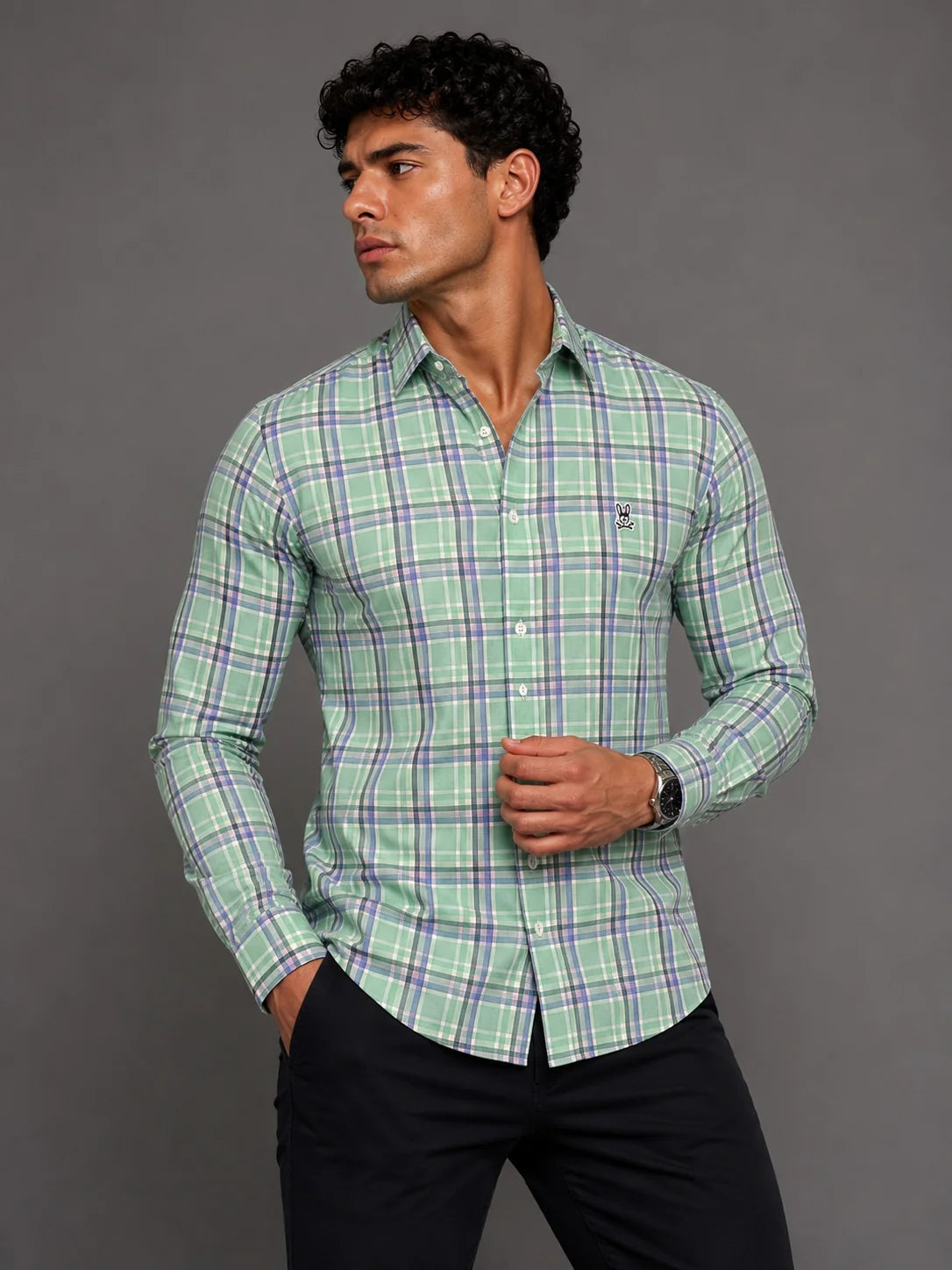 Camisa manga larga 40058 - Verde claro - talla M
