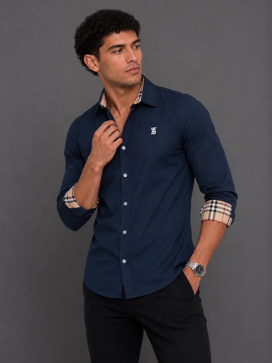 Camisa manga larga 40059 - Azul turqui - talla M