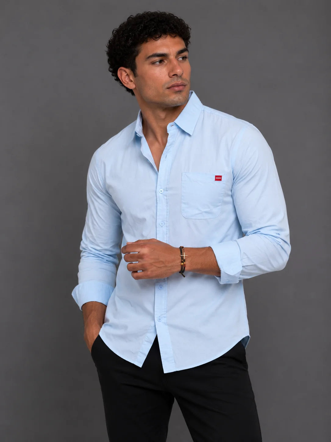Camisa manga larga 40060 - Celeste - talla XL