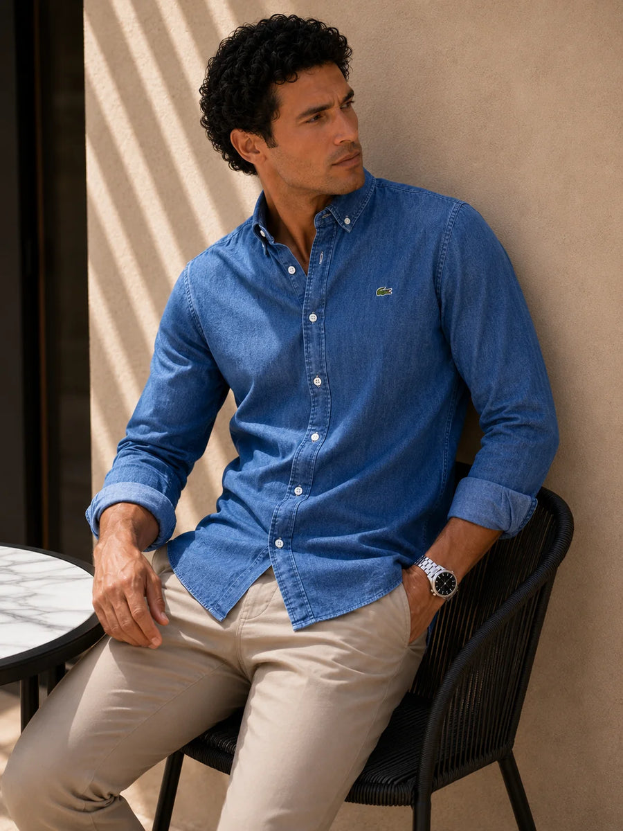 Camisa manga larga 40061 - Indigo - talla XXL