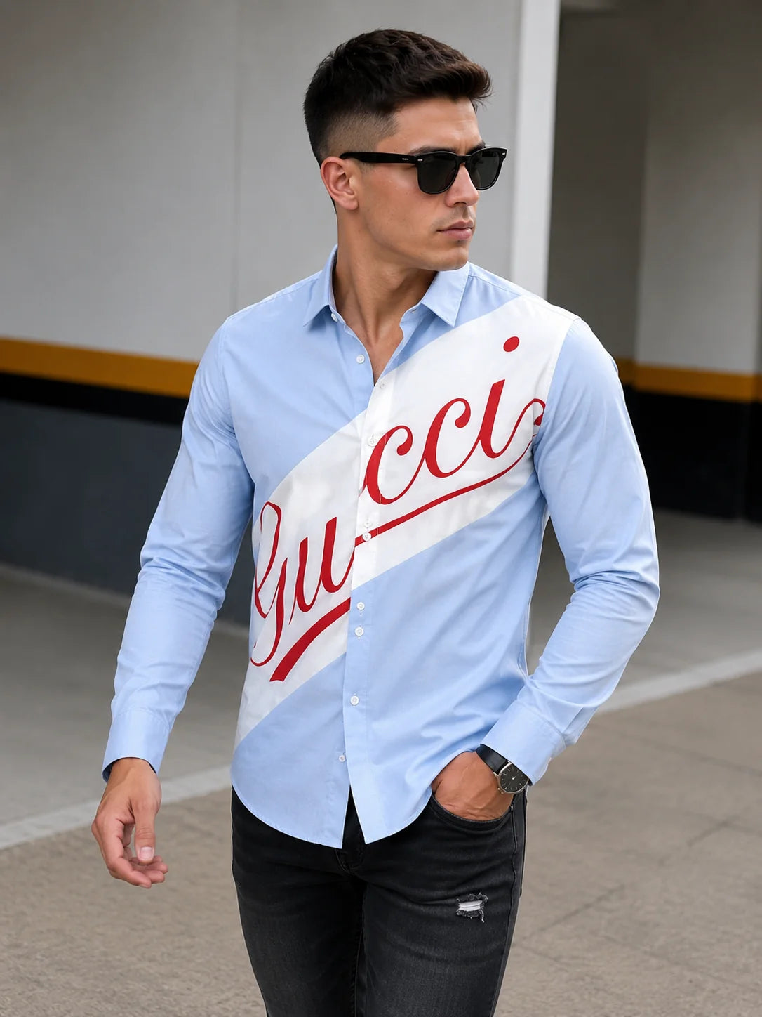 Camisa manga larga 40076 - Celeste - talla L