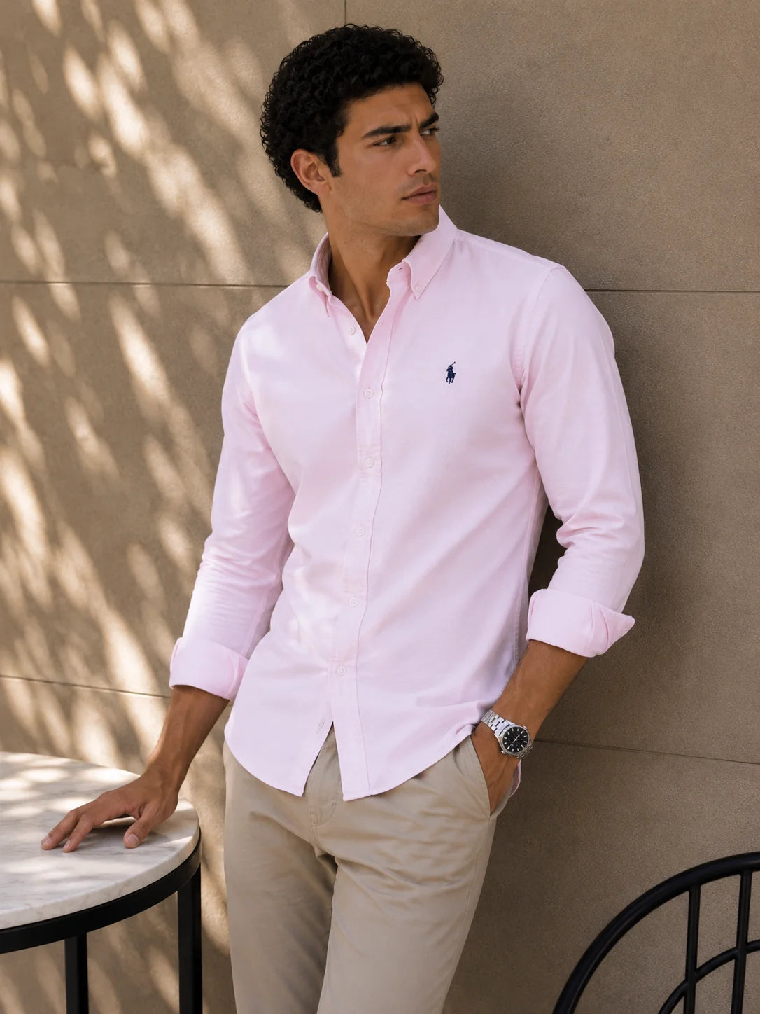 Camisa manga larga 40079 - Rosado claro - talla L