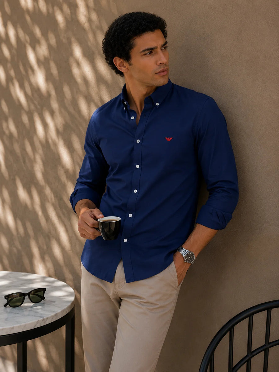 Camisa manga larga 40092 - Azul marino - talla XXL