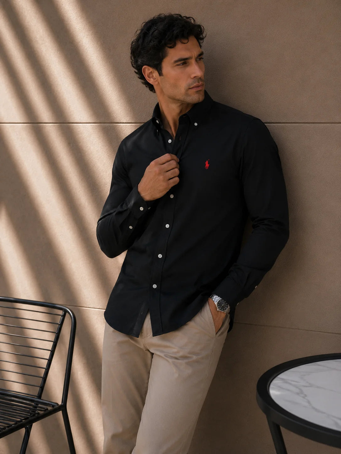 Camisa manga larga 40094 - Negro - talla XXL