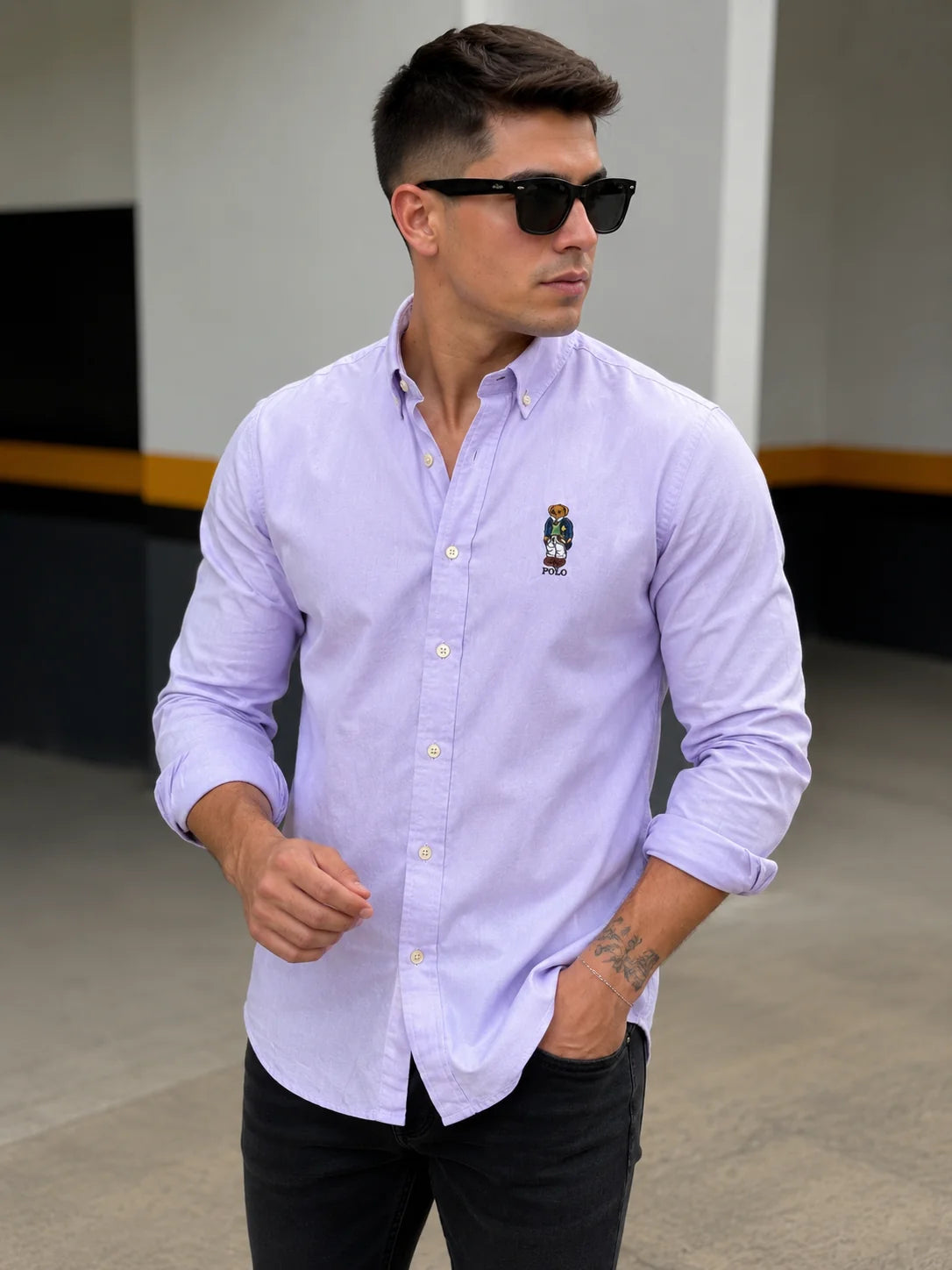 Camisa manga larga 40095 - Lila - talla XL