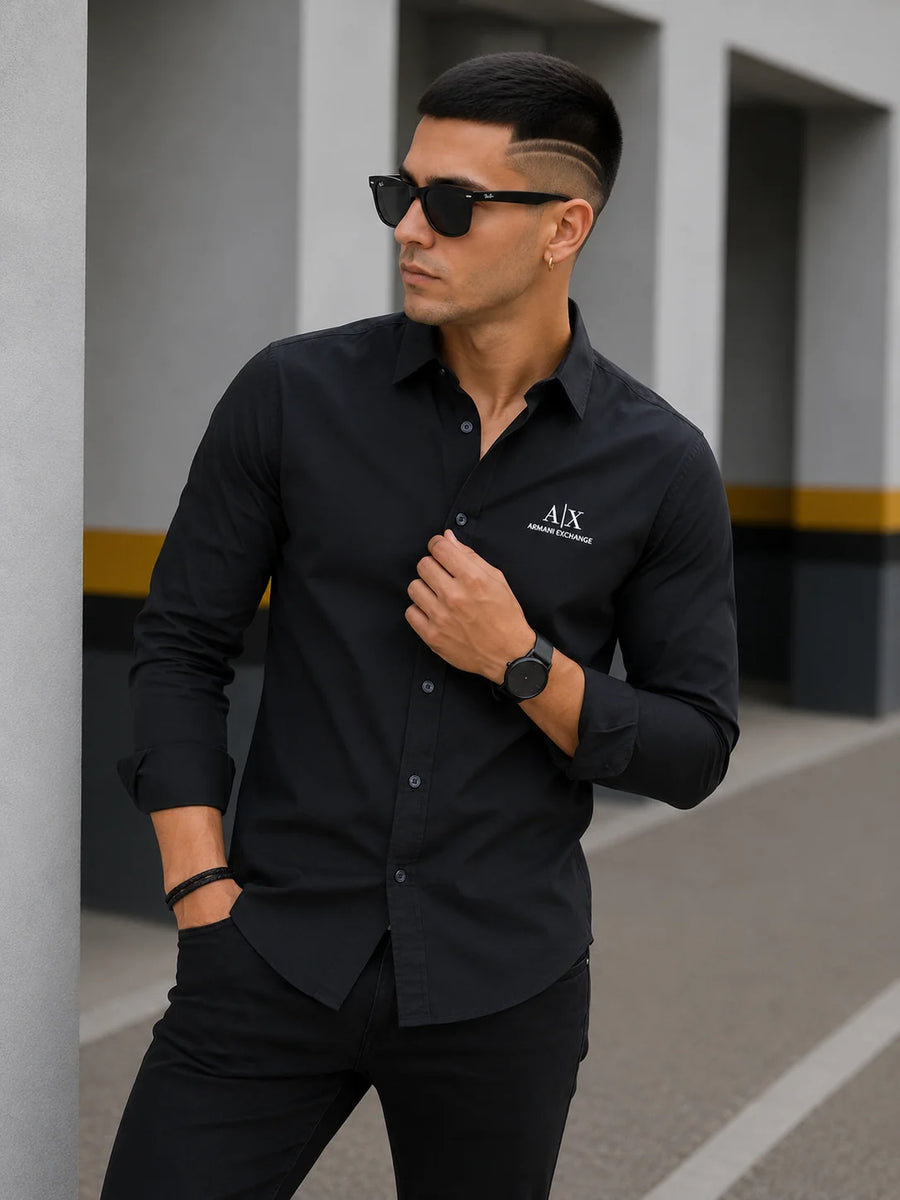 Camisa manga larga 40097 - Negro - talla XL