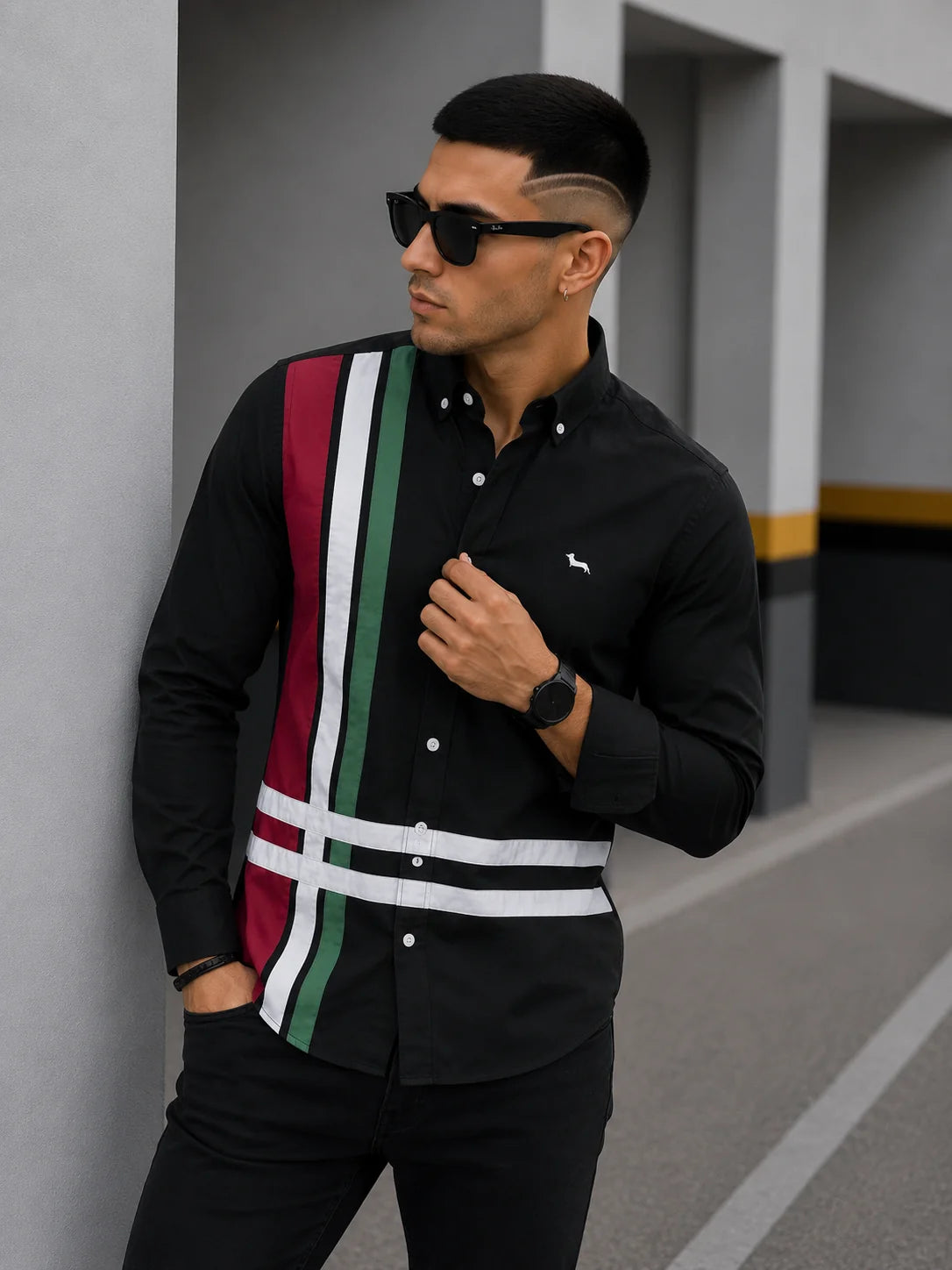 Camisa manga larga 40099 - Negro - talla XL