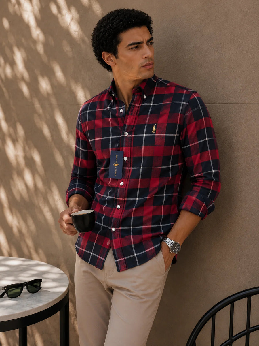 Camisa manga larga 40100 - Vino tinto - talla XL