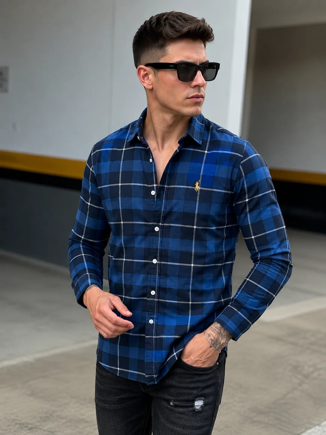 Camisa manga larga 40100 - Azul marino - talla XL