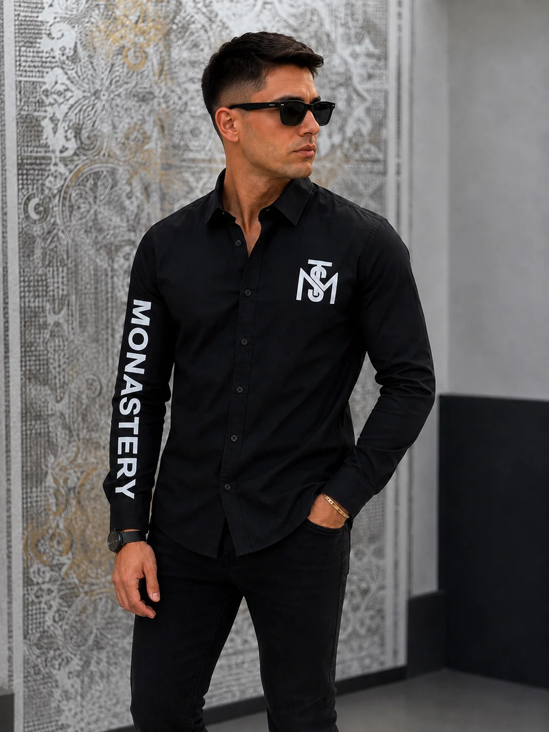 Camisa manga larga 40102 - Negro - talla XL