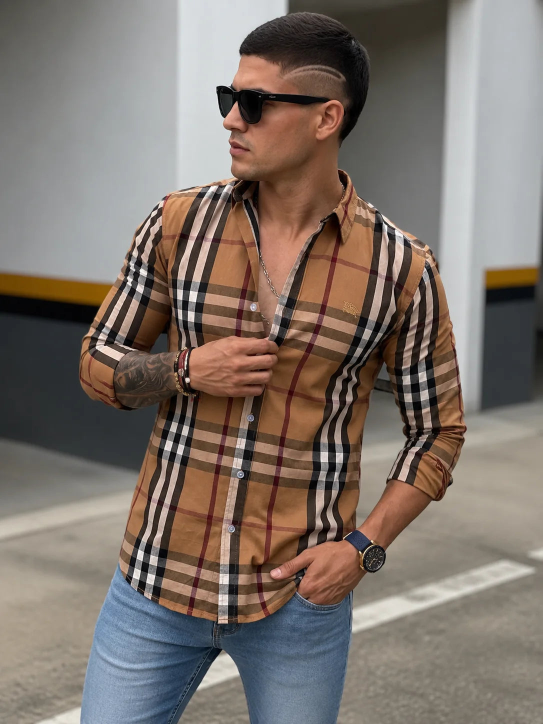 Camisa manga larga 40113 - Caqui - talla XXL