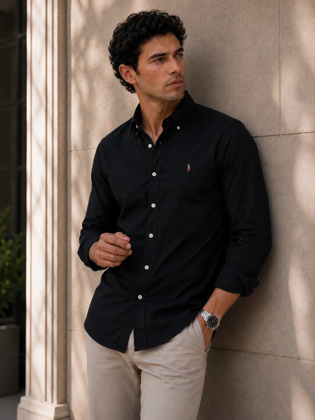 Camisa manga larga 40123 - Negro - talla XXL
