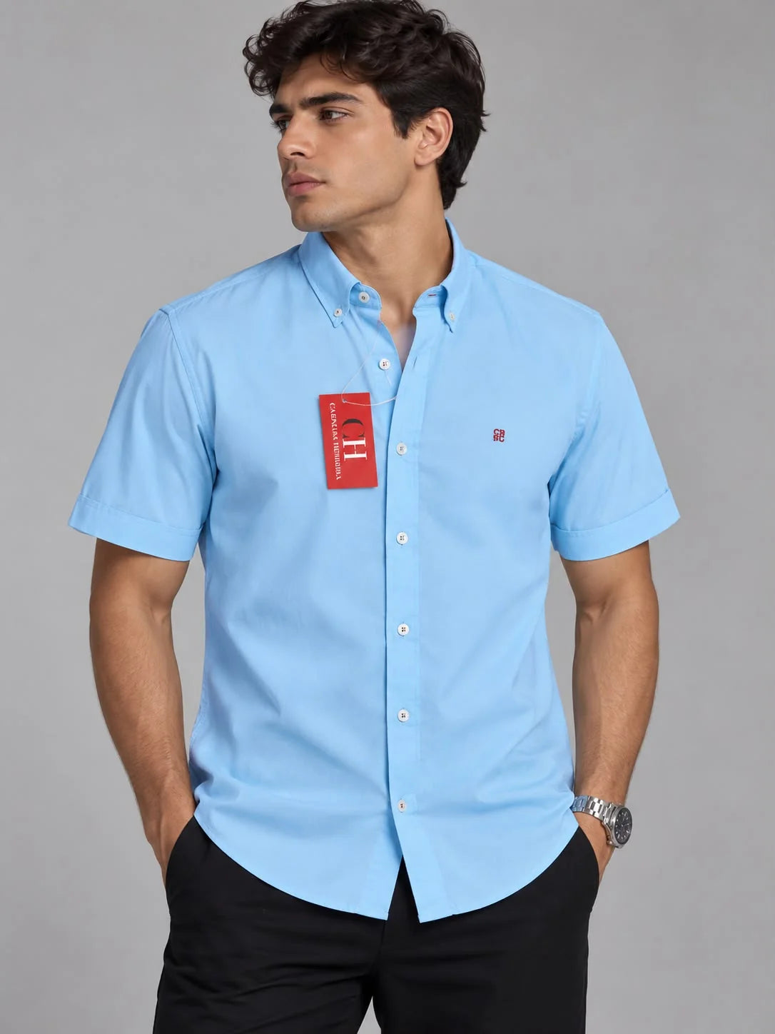 Camisa manga corta 45003 - Celeste - talla S
