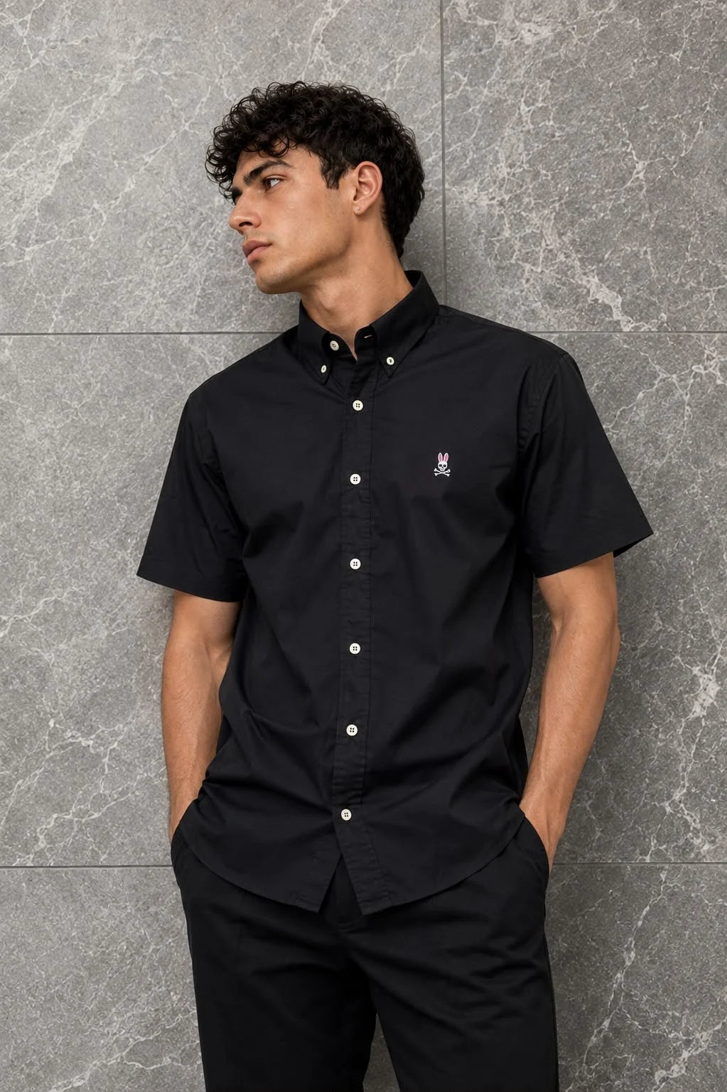 Camisa manga corta 45015 - Negro - talla XXL