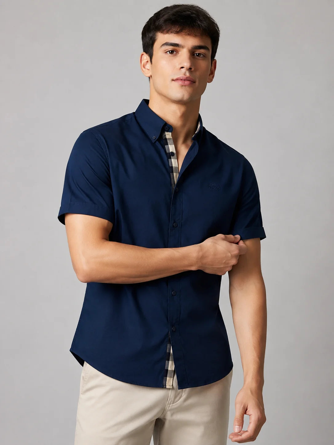 Camisa manga corta 45016 - Azul oscuro - talla XL