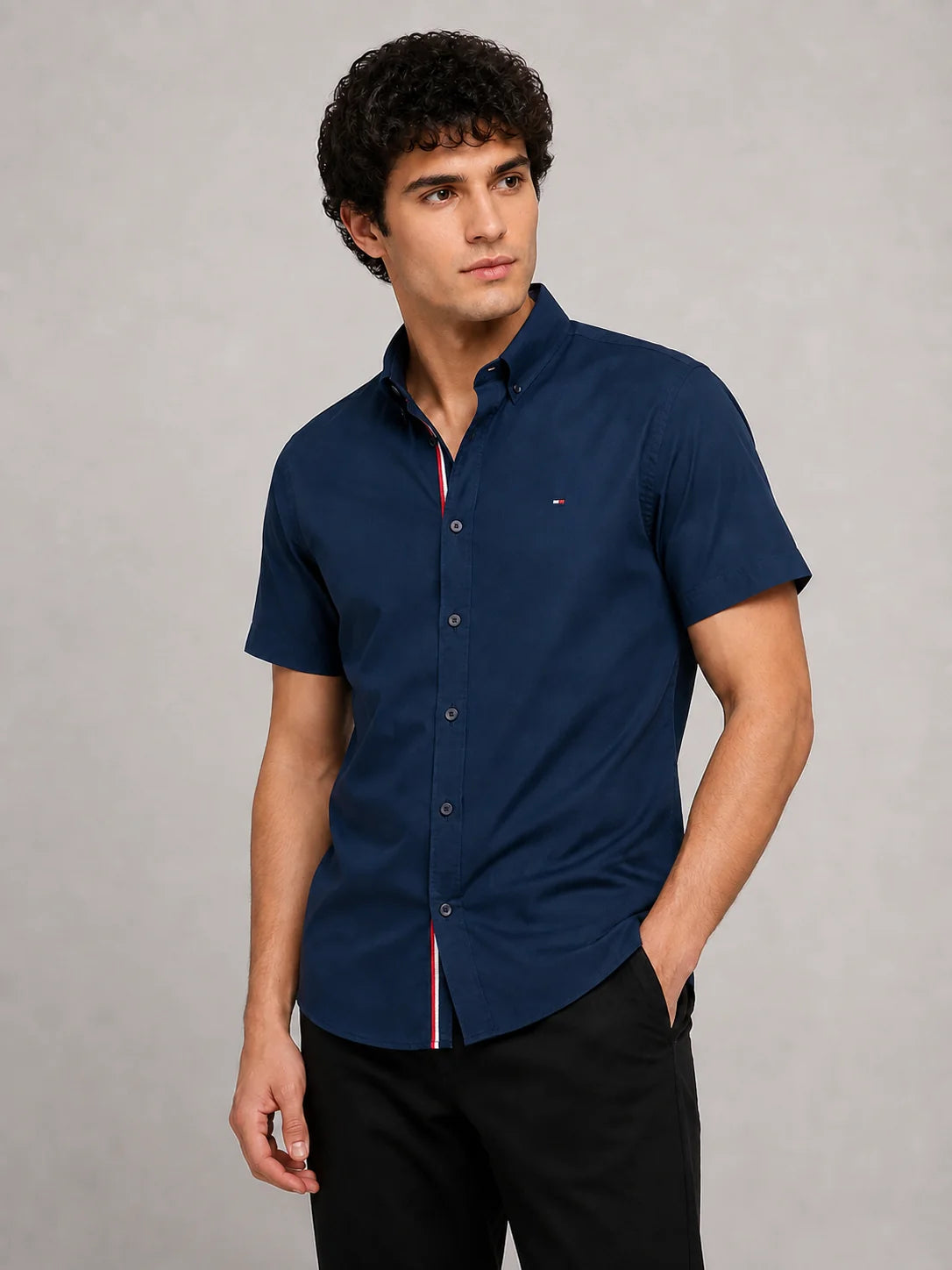 Camisa manga corta 45017 - Azul oscuro - talla XL