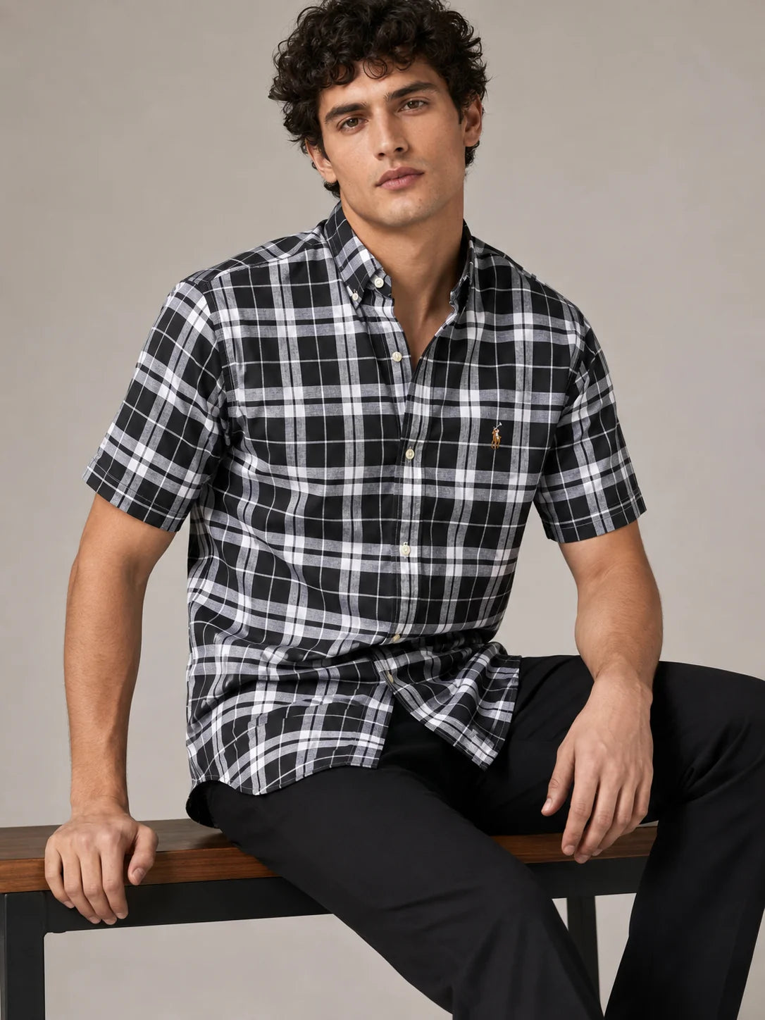 Camisa manga corta 45019 - Negro - talla M