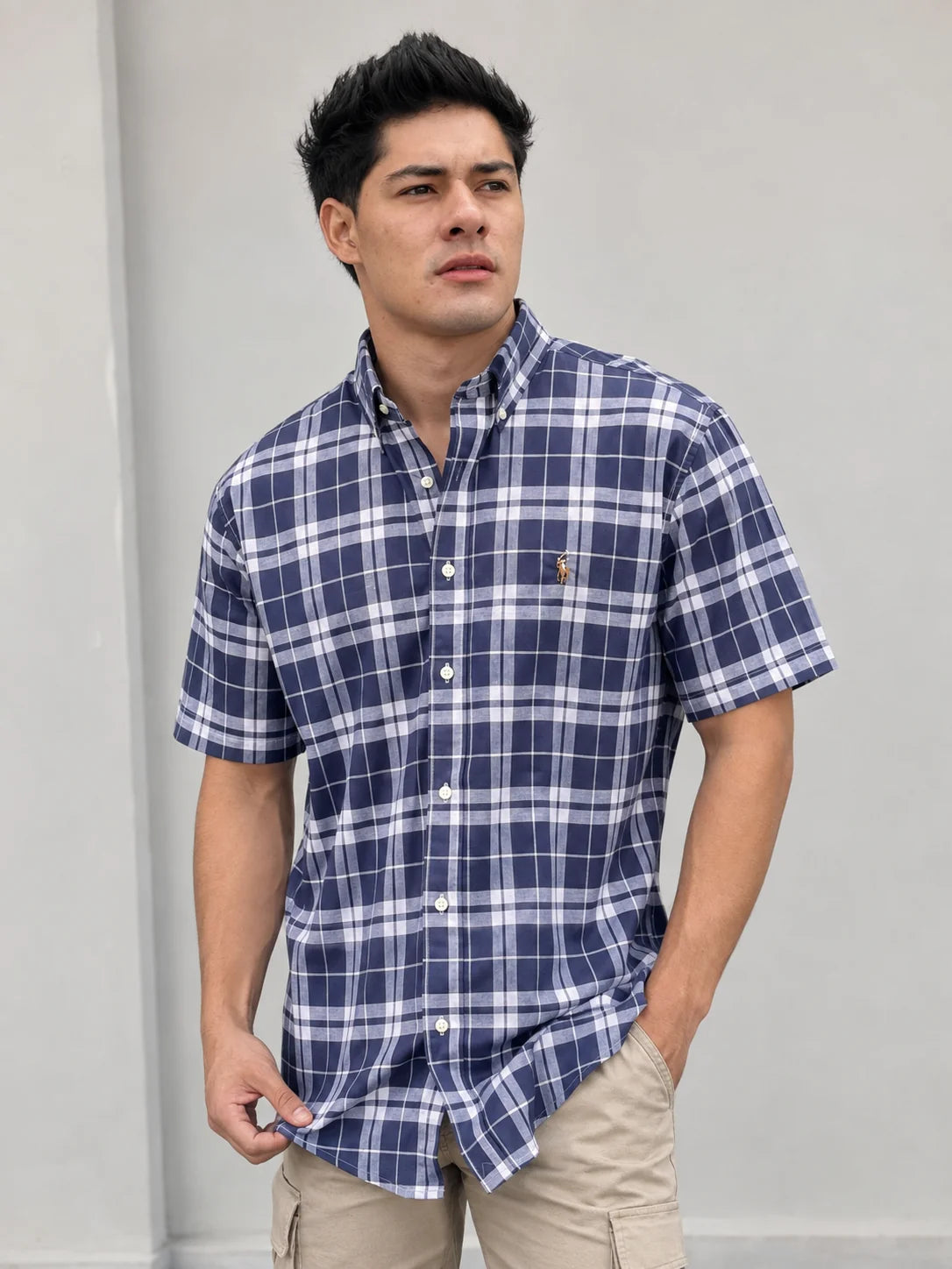 Camisa manga corta 45032 - Azul oscuro - talla XL